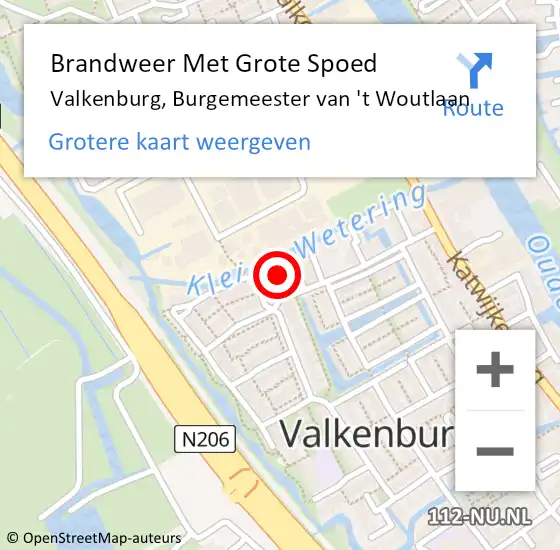 Locatie op kaart van de 112 melding: Brandweer Met Grote Spoed Naar Valkenburg, Burgemeester van 't Woutlaan op 29 mei 2024 17:07