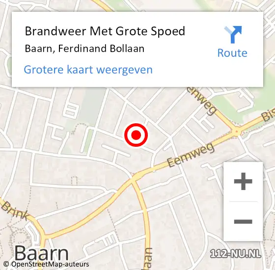 Locatie op kaart van de 112 melding: Brandweer Met Grote Spoed Naar Baarn, Ferdinand Bollaan op 29 mei 2024 17:07