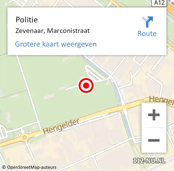 Locatie op kaart van de 112 melding: Politie Zevenaar, Marconistraat op 29 mei 2024 17:11