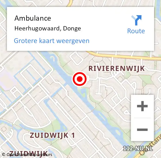 Locatie op kaart van de 112 melding: Ambulance Heerhugowaard, Donge op 29 mei 2024 17:11