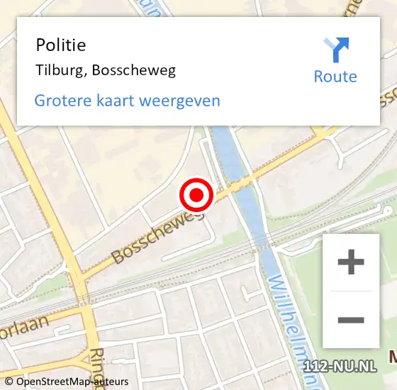 Locatie op kaart van de 112 melding: Politie Tilburg, Bosscheweg op 29 mei 2024 17:18