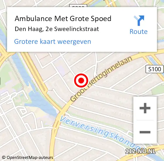 Locatie op kaart van de 112 melding: Ambulance Met Grote Spoed Naar Den Haag, 2e Sweelinckstraat op 29 mei 2024 17:32