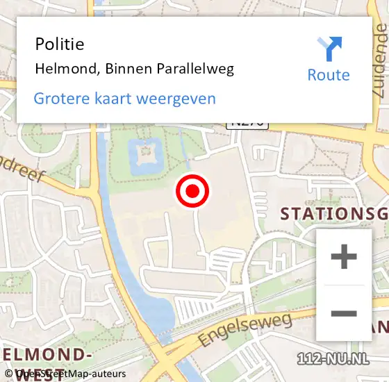 Locatie op kaart van de 112 melding: Politie Helmond, Binnen Parallelweg op 29 mei 2024 17:44