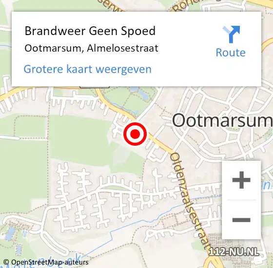 Locatie op kaart van de 112 melding: Brandweer Geen Spoed Naar Ootmarsum, Almelosestraat op 29 mei 2024 17:57