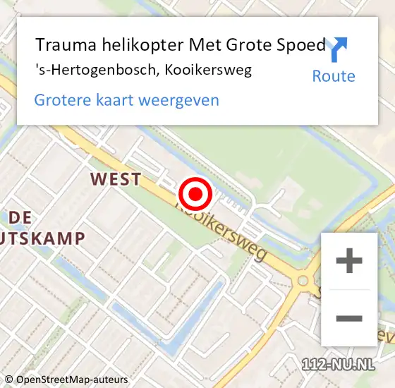 Locatie op kaart van de 112 melding: Trauma helikopter Met Grote Spoed Naar 's-Hertogenbosch, Kooikersweg op 29 mei 2024 18:12