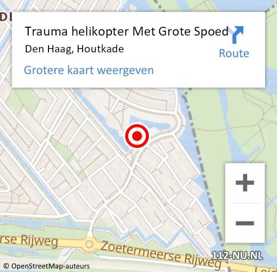 Locatie op kaart van de 112 melding: Trauma helikopter Met Grote Spoed Naar Den Haag, Houtkade op 29 mei 2024 18:59