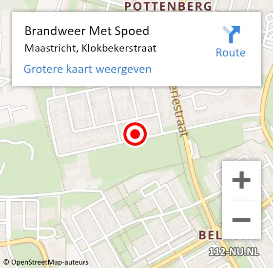 Locatie op kaart van de 112 melding: Brandweer Met Spoed Naar Maastricht, Klokbekerstraat op 29 mei 2024 19:04