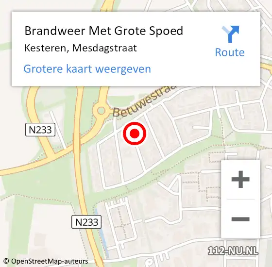 Locatie op kaart van de 112 melding: Brandweer Met Grote Spoed Naar Kesteren, Mesdagstraat op 29 mei 2024 19:06