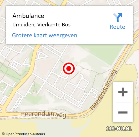 Locatie op kaart van de 112 melding: Ambulance IJmuiden, Vierkante Bos op 29 mei 2024 19:09