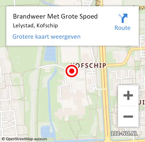 Locatie op kaart van de 112 melding: Brandweer Met Grote Spoed Naar Lelystad, Kofschip op 29 mei 2024 19:12