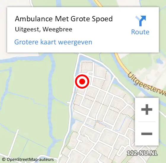 Locatie op kaart van de 112 melding: Ambulance Met Grote Spoed Naar Uitgeest, Weegbree op 29 mei 2024 19:31