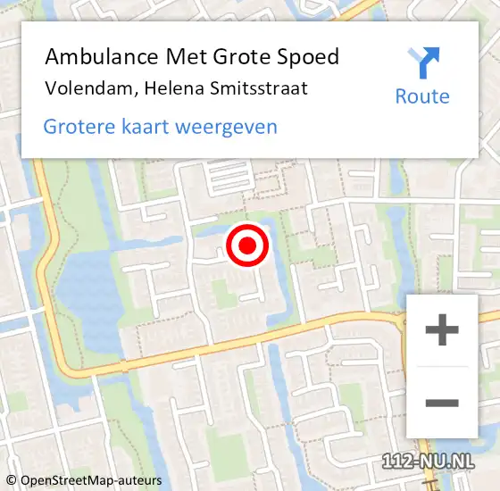 Locatie op kaart van de 112 melding: Ambulance Met Grote Spoed Naar Volendam, Helena Smitsstraat op 29 mei 2024 19:34