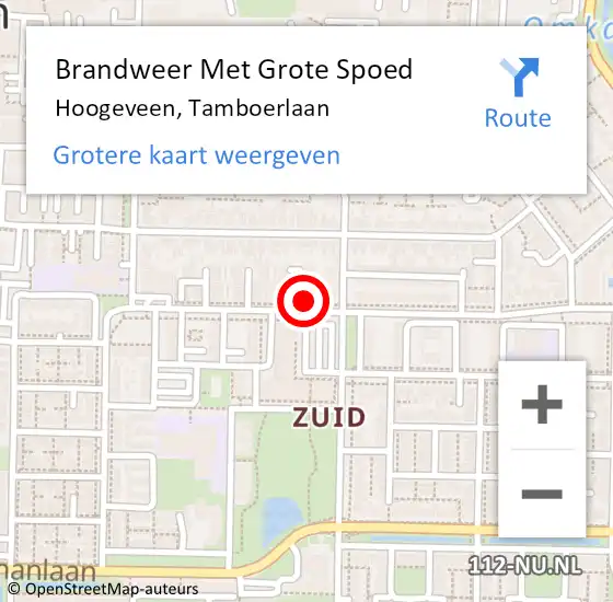 Locatie op kaart van de 112 melding: Brandweer Met Grote Spoed Naar Hoogeveen, Tamboerlaan op 29 mei 2024 20:04