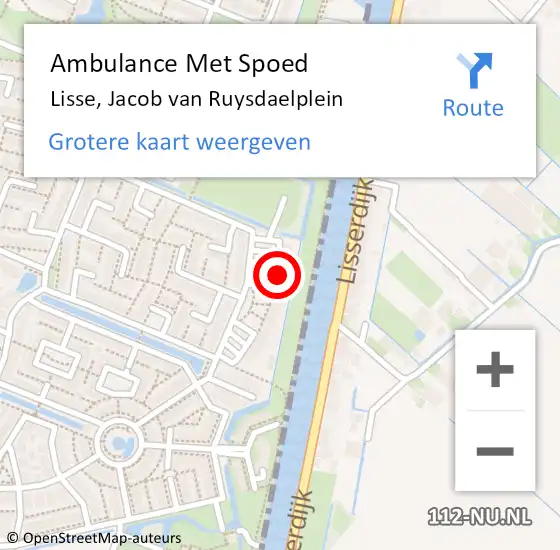 Locatie op kaart van de 112 melding: Ambulance Met Spoed Naar Lisse, Jacob van Ruysdaelplein op 29 mei 2024 20:15