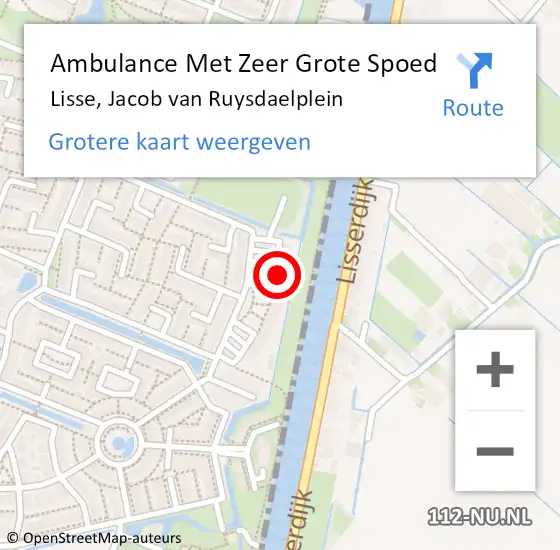 Locatie op kaart van de 112 melding: Ambulance Met Zeer Grote Spoed Naar Lisse, Jacob van Ruysdaelplein op 29 mei 2024 20:17