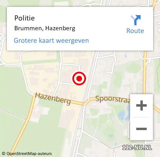 Locatie op kaart van de 112 melding: Politie Brummen, Hazenberg op 29 mei 2024 20:21