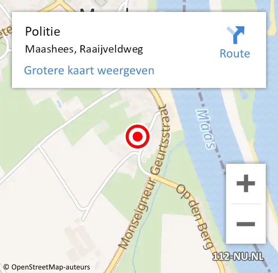 Locatie op kaart van de 112 melding: Politie Maashees, Raaijveldweg op 29 mei 2024 20:25