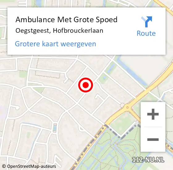 Locatie op kaart van de 112 melding: Ambulance Met Grote Spoed Naar Oegstgeest, Hofbrouckerlaan op 29 mei 2024 20:44