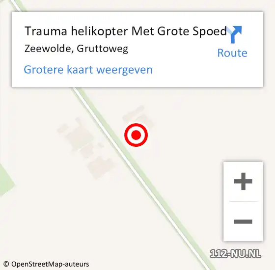 Locatie op kaart van de 112 melding: Trauma helikopter Met Grote Spoed Naar Zeewolde, Gruttoweg op 29 mei 2024 20:48