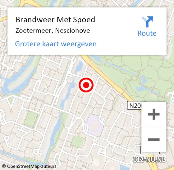 Locatie op kaart van de 112 melding: Brandweer Met Spoed Naar Zoetermeer, Nesciohove op 29 mei 2024 21:09