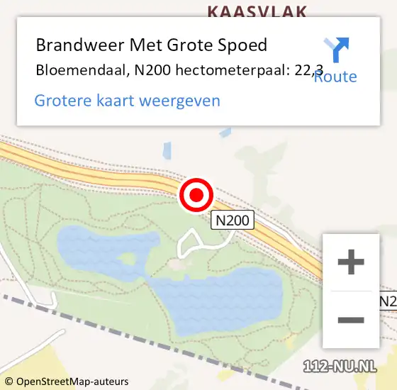 Locatie op kaart van de 112 melding: Brandweer Met Grote Spoed Naar Bloemendaal, N200 hectometerpaal: 22,3 op 29 mei 2024 21:13