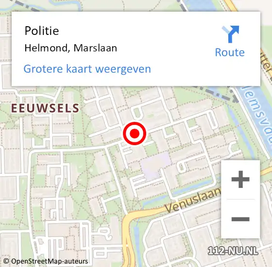 Locatie op kaart van de 112 melding: Politie Helmond, Marslaan op 29 mei 2024 21:13