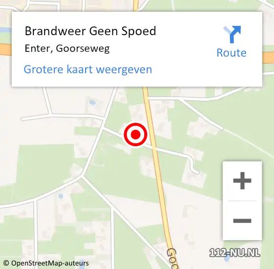 Locatie op kaart van de 112 melding: Brandweer Geen Spoed Naar Enter, Goorseweg op 29 mei 2024 21:29