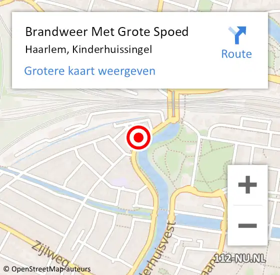 Locatie op kaart van de 112 melding: Brandweer Met Grote Spoed Naar Haarlem, Kinderhuissingel op 29 mei 2024 21:38