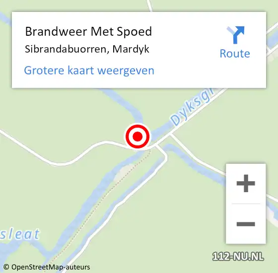 Locatie op kaart van de 112 melding: Brandweer Met Spoed Naar Sibrandabuorren, Mardyk op 29 mei 2024 21:39