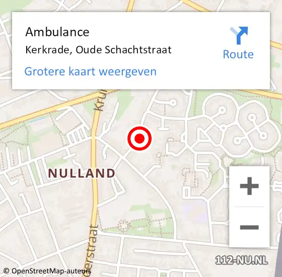 Locatie op kaart van de 112 melding: Ambulance Kerkrade, Oude Schachtstraat op 7 oktober 2014 16:26