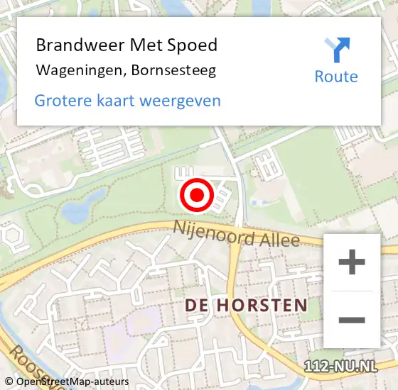 Locatie op kaart van de 112 melding: Brandweer Met Spoed Naar Wageningen, Bornsesteeg op 29 mei 2024 22:25