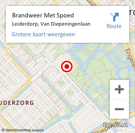 Locatie op kaart van de 112 melding: Brandweer Met Spoed Naar Leiderdorp, Van Diepeningenlaan op 29 mei 2024 22:37