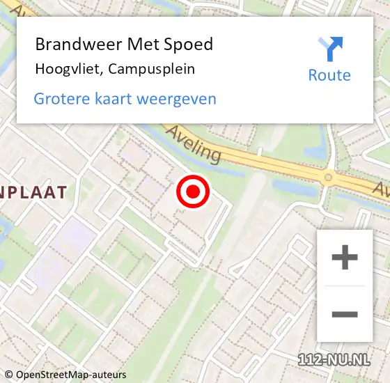 Locatie op kaart van de 112 melding: Brandweer Met Spoed Naar Hoogvliet, Campusplein op 29 mei 2024 22:47