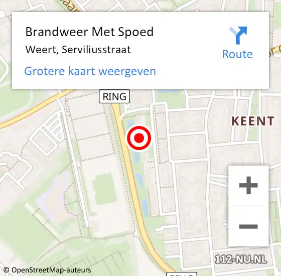 Locatie op kaart van de 112 melding: Brandweer Met Spoed Naar Weert, Serviliusstraat op 29 mei 2024 23:35