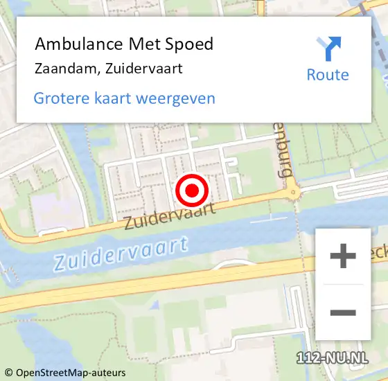 Locatie op kaart van de 112 melding: Ambulance Met Spoed Naar Zaandam, Zuidervaart op 30 mei 2024 00:18