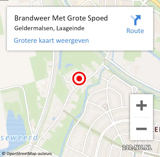 Locatie op kaart van de 112 melding: Brandweer Met Grote Spoed Naar Geldermalsen, Laageinde op 30 mei 2024 00:23