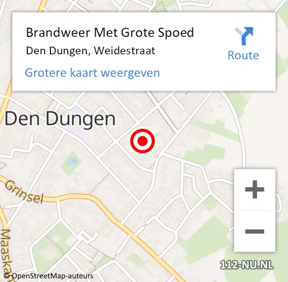 Locatie op kaart van de 112 melding: Brandweer Met Grote Spoed Naar Den Dungen, Weidestraat op 30 mei 2024 00:24