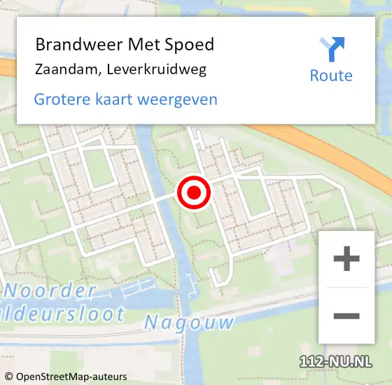 Locatie op kaart van de 112 melding: Brandweer Met Spoed Naar Zaandam, Leverkruidweg op 30 mei 2024 01:04