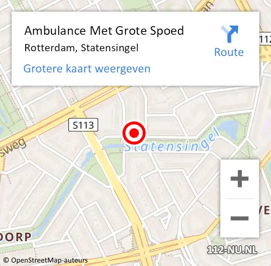 Locatie op kaart van de 112 melding: Ambulance Met Grote Spoed Naar Rotterdam, Statensingel op 30 mei 2024 01:25