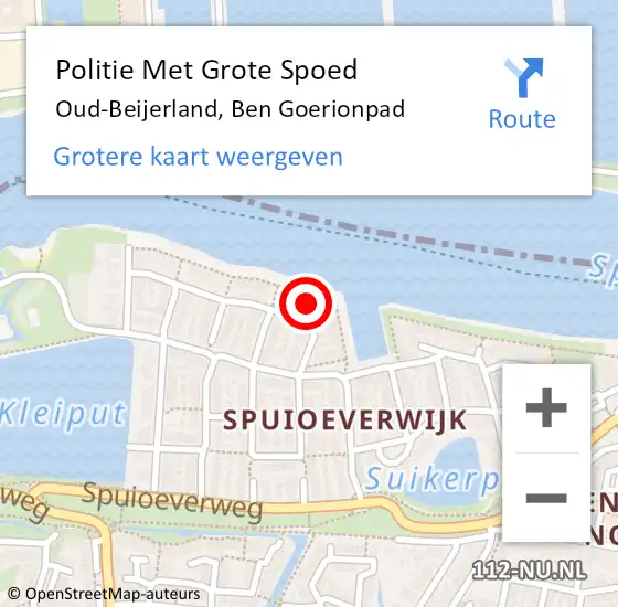 Locatie op kaart van de 112 melding: Politie Met Grote Spoed Naar Oud-Beijerland, Ben Goerionpad op 30 mei 2024 01:35