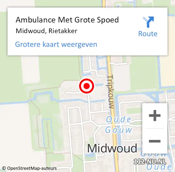 Locatie op kaart van de 112 melding: Ambulance Met Grote Spoed Naar Midwoud, Rietakker op 30 mei 2024 03:20