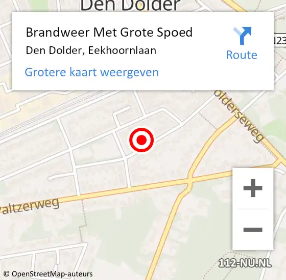 Locatie op kaart van de 112 melding: Brandweer Met Grote Spoed Naar Den Dolder, Eekhoornlaan op 30 mei 2024 03:36