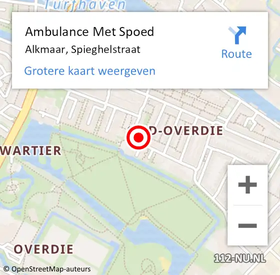 Locatie op kaart van de 112 melding: Ambulance Met Spoed Naar Alkmaar, Spieghelstraat op 30 mei 2024 04:07