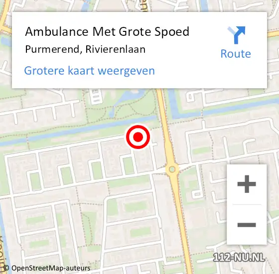 Locatie op kaart van de 112 melding: Ambulance Met Grote Spoed Naar Purmerend, Rivierenlaan op 30 mei 2024 04:08