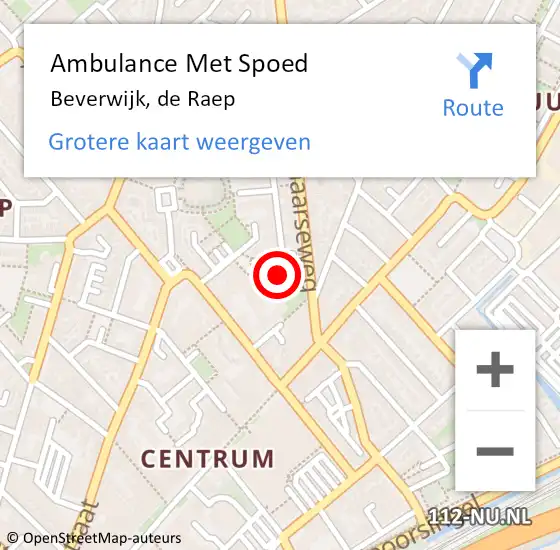 Locatie op kaart van de 112 melding: Ambulance Met Spoed Naar Beverwijk, de Raep op 30 mei 2024 05:29