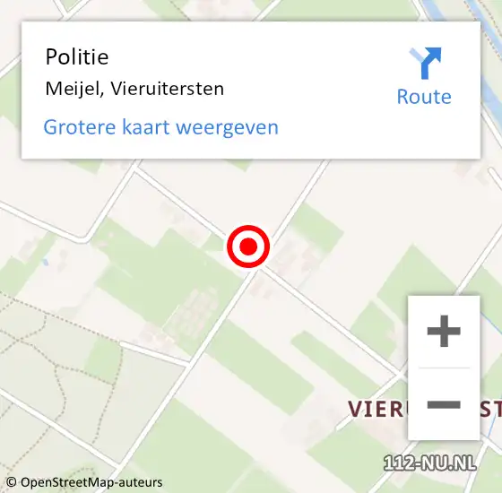 Locatie op kaart van de 112 melding: Politie Meijel, Vieruitersten op 30 mei 2024 06:23