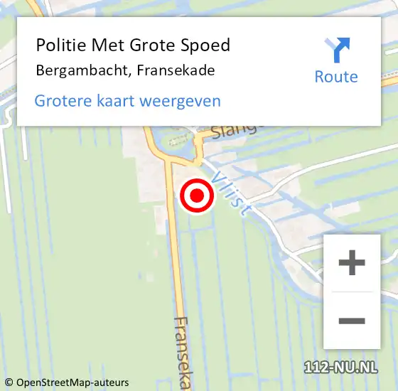 Locatie op kaart van de 112 melding: Politie Met Grote Spoed Naar Bergambacht, Fransekade op 30 mei 2024 06:25