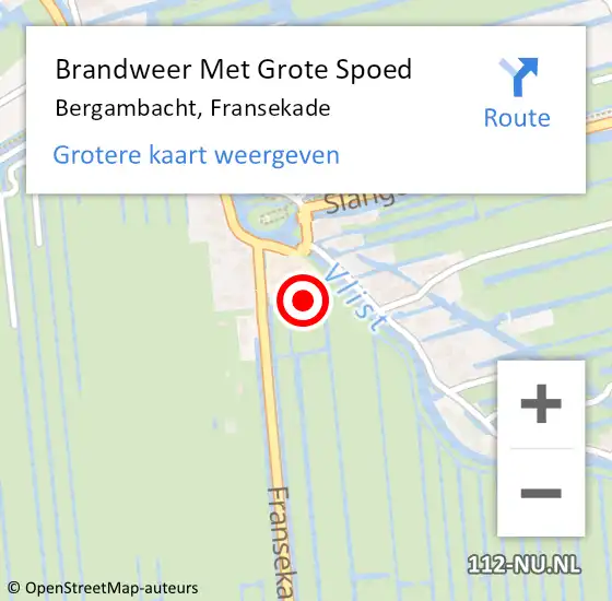 Locatie op kaart van de 112 melding: Brandweer Met Grote Spoed Naar Bergambacht, Fransekade op 30 mei 2024 06:26