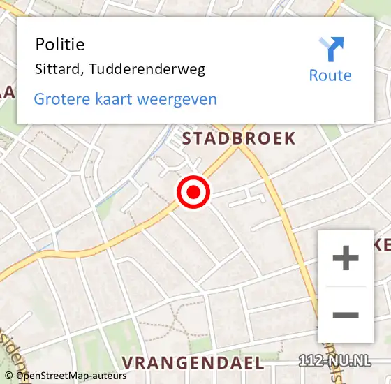 Locatie op kaart van de 112 melding: Politie Sittard, Tudderenderweg op 30 mei 2024 06:36