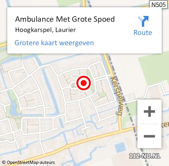 Locatie op kaart van de 112 melding: Ambulance Met Grote Spoed Naar Hoogkarspel, Laurier op 30 mei 2024 06:46